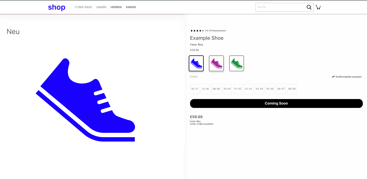 Coming Soon Produktseite